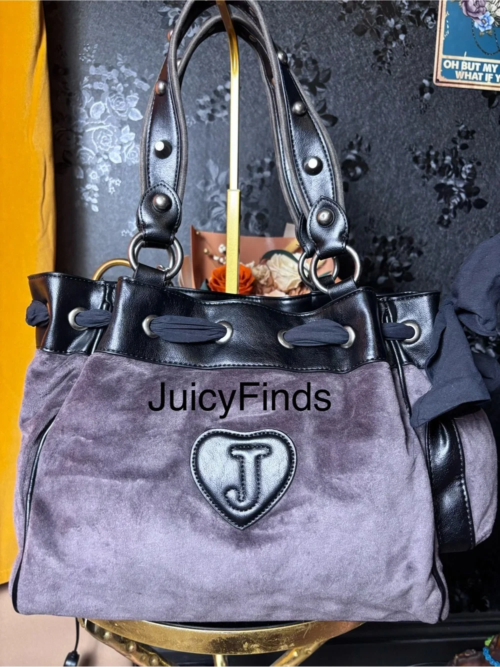 BADDIE NEW RELEASE UK EXCLUSIVE JUICY COUTURE GREY “LIVE” TOTE BAG